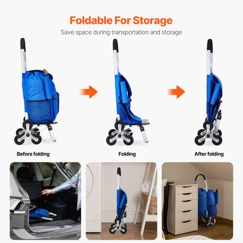 Stair Climber Trolley Dolly 36L Folding Shopping Cart Grocery Cart Trolley