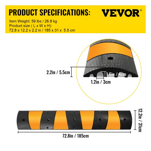 2pcs 6 Feet Rubber Speed Bump Driveway Modular Heavy Duty Speed Bumps 724 x