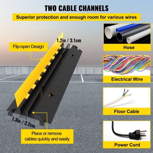5Set Rubber Cable Guard DualChannel Durable 66000 lbs Capacity Wire