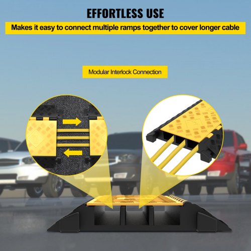 Rubber Cable Guard 3Channel 2 x 2.3 in – Durable Cord Protection Ramp