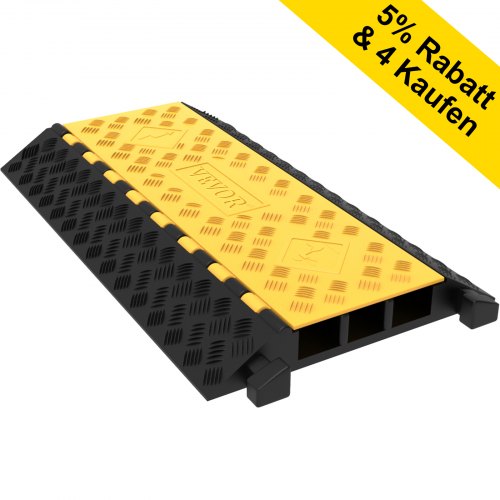 Rubber Cable Guard 3Channel 2 x 2.3 in – Durable Cord Protection Ramp