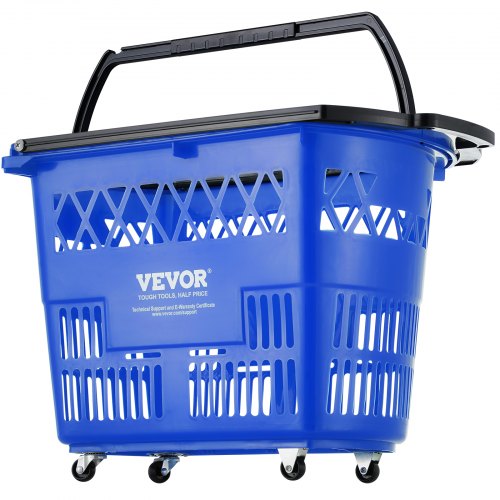 Shopping Baskets 6PCS 39L Shopping Carts with Handles Plastic Rolling