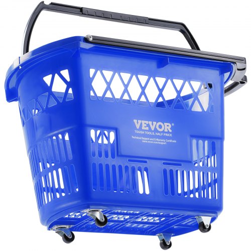 Shopping Baskets 6PCS 39L Shopping Carts with Handles Plastic Rolling