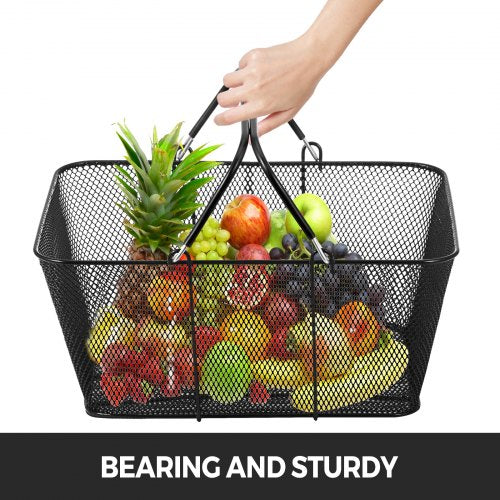 Shopping Baskets with Handles 12PCS Black Metal Shopping Basket Portable