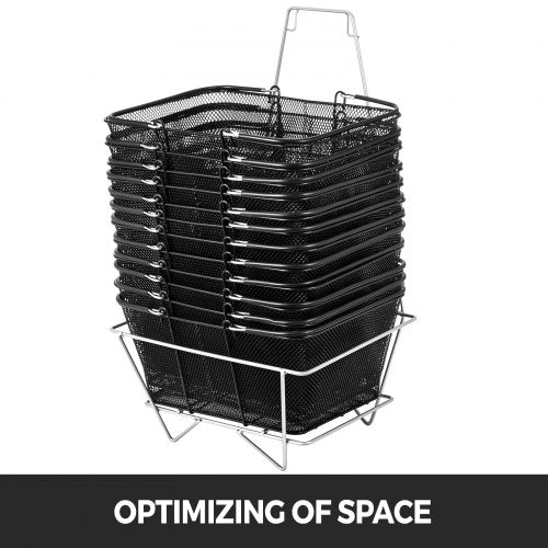 Shopping Baskets with Handles 12PCS Black Metal Shopping Basket Portable