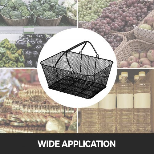 Shopping Baskets with Handles 12PCS Black Metal Shopping Basket Portable