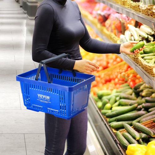 Shopping Basket Set of 12 24L Durable Plastic Grocery Basket with Handle