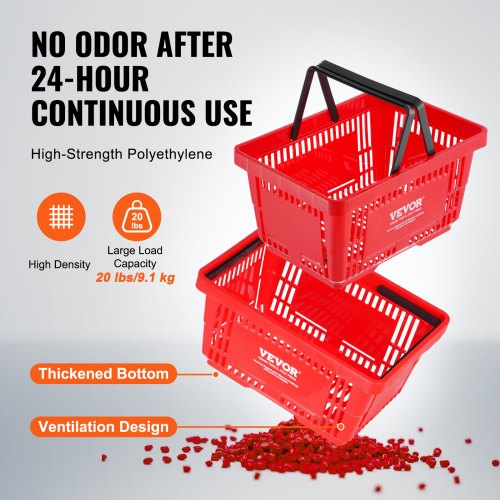 Shopping Basket Set of 12 24L Durable Plastic Grocery Basket with Handle