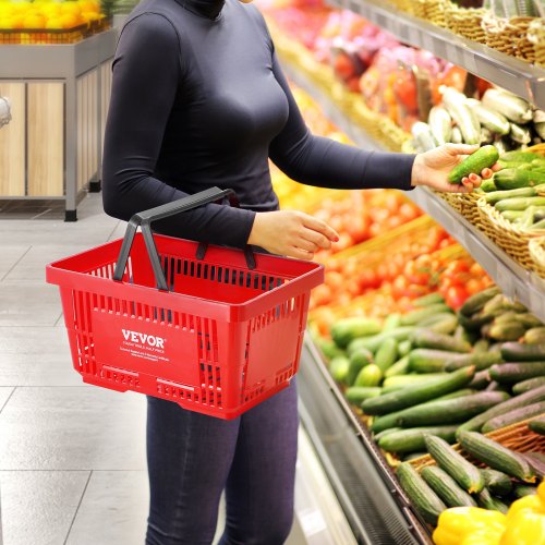 Shopping Basket Set of 12 24L Durable Plastic Grocery Basket with Handle