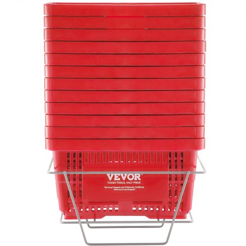 Shopping Basket Set of 12 24L Durable Plastic Grocery Basket with Handle