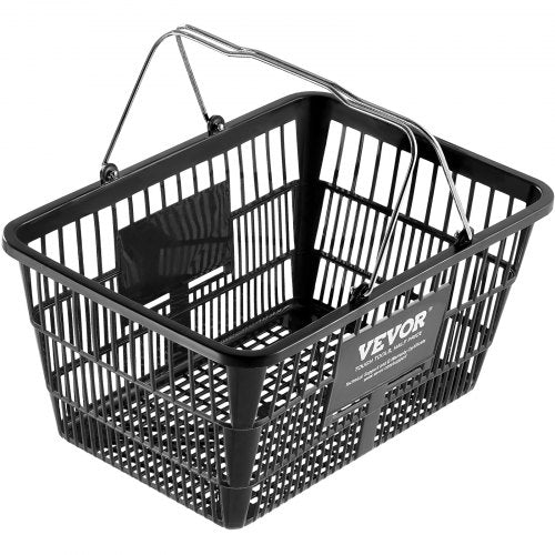 Shopping Basket Set of 12 21L Durable Plastic Grocery Basket with Metal