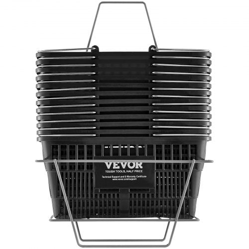 Shopping Basket Set of 12 21L Durable Plastic Grocery Basket with Metal