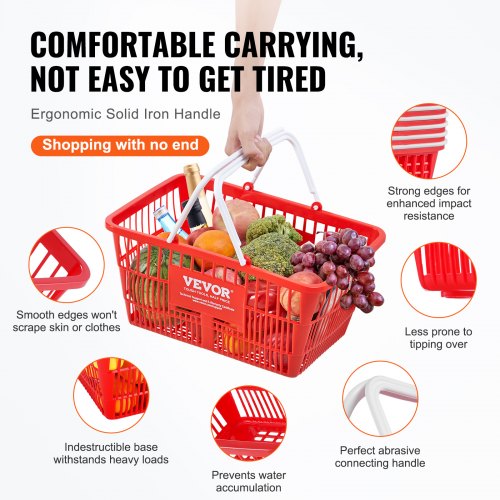 Shopping Basket Set of 20 21L Durable Plastic Grocery Basket with Handle