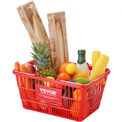 Shopping Basket Set of 12 21L Durable Plastic Grocery Basket with Metal