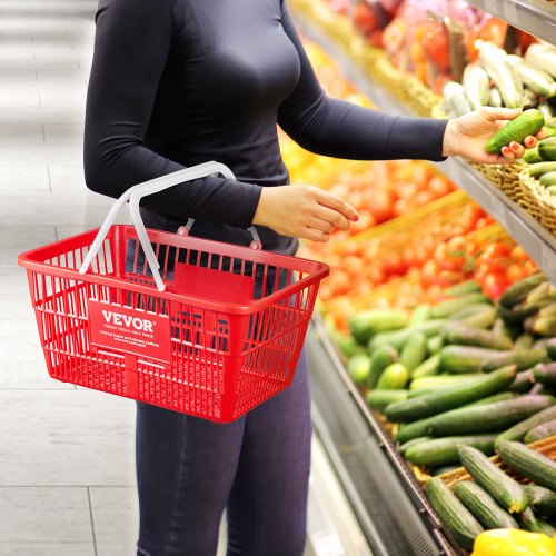 Shopping Basket Set of 12 21L Durable Plastic Grocery Basket with Handle
