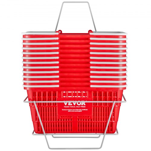 Shopping Basket Set of 12 21L Durable Plastic Grocery Basket with Handle