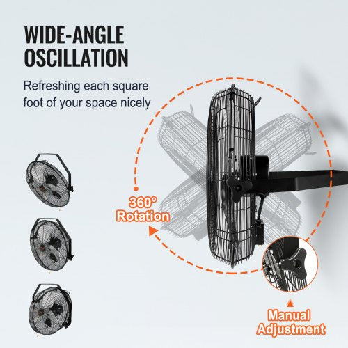 Wall Mount Fan 2 Pcs 18 Inch Waterproof 3Speed High Velocity Max 4000 Cfm
