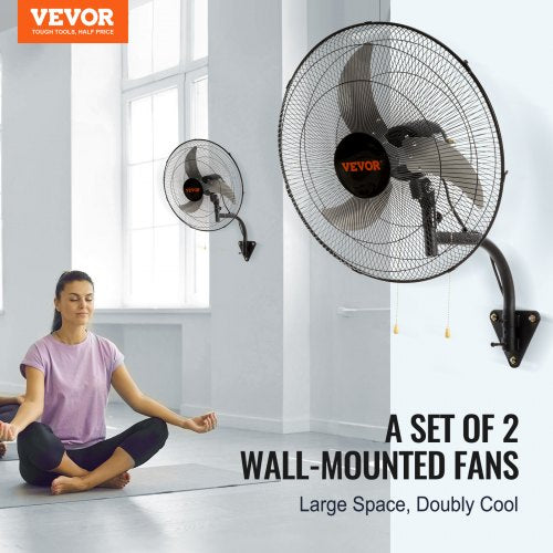Wall Mount Fan 2 PCS 18 inch Oscillating 3speed High Velocity Max 4000