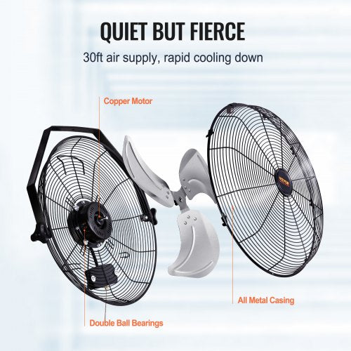 Wall Mount Fan 2 PCS 18 inch Manual 360Degree Tilt Adjustment 3speed