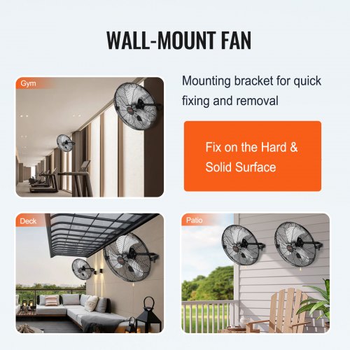Wall Mount Fan 2 PCS 18 inch Manual 360Degree Tilt Adjustment 3speed