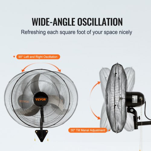 Wall Mount Fan 2 PCS 20 inch Oscillating 3speed High Velocity Max 4000
