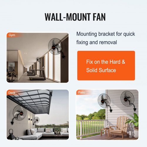 Wall Mount Fan 2 PCS 20 inch Oscillating 3speed High Velocity Max 4000