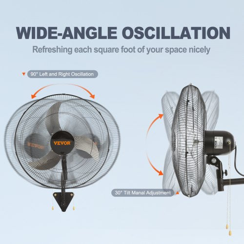 Wall Mount Fan 18 Inch 3speed High Velocity Max 4000 CFM Oscillating