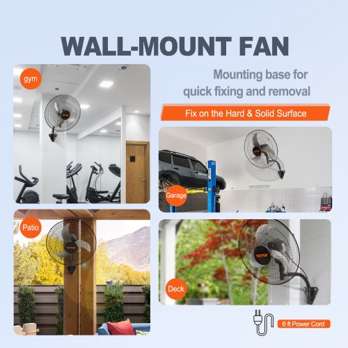 Wall Mount Fan 18 Inch 3speed High Velocity Max 4000 CFM Oscillating
