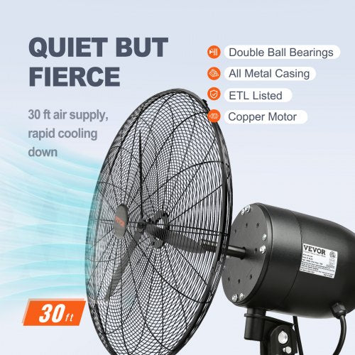 WallMount Misting Fan 24 Inch 3speed High Velocity Max 7000 CFM
