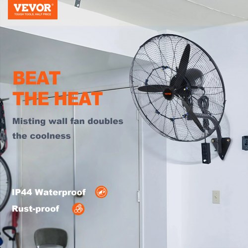 WallMount Misting Fan 30 Inch 3speed High Velocity Max 9500 CFM