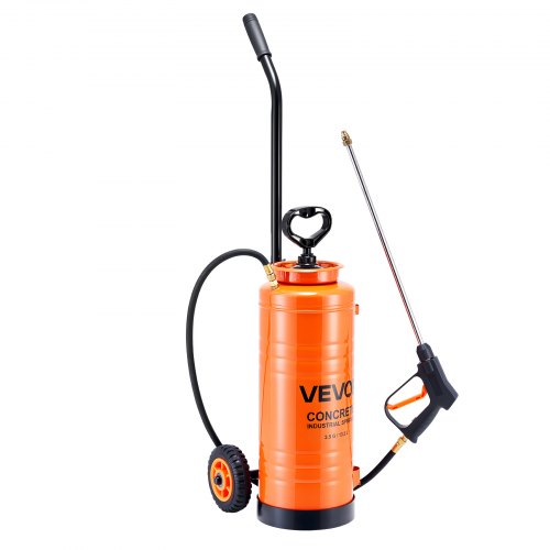 Industrial Concrete Sprayer With Wheeled Cart 3.5 Gallon Stainless Steel Heavy