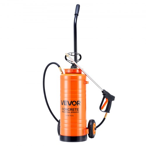 Industrial Concrete Sprayer With Wheeled Cart 3.5 Gallon Stainless Steel Heavy