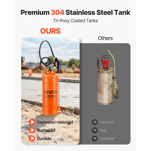 Industrial Concrete Sprayer 3.5 Gallon Stainless Steel Heavy Duty Tripoxy Pump