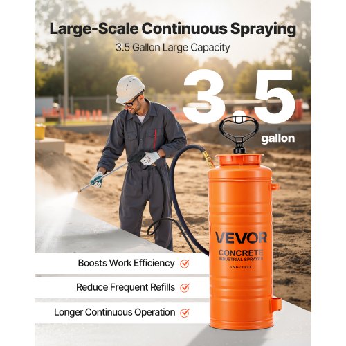 Industrial Concrete Sprayer 3.5 Gallon Stainless Steel Heavy Duty Tripoxy Pump