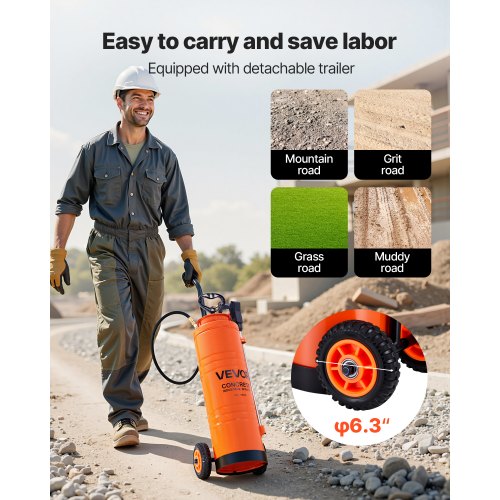 Industrial Concrete Sprayer With Wheeled Cart 5 Gallon Stainless Steel Heavy