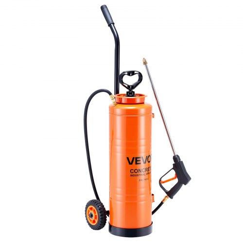 Industrial Concrete Sprayer With Wheeled Cart 5 Gallon Stainless Steel Heavy