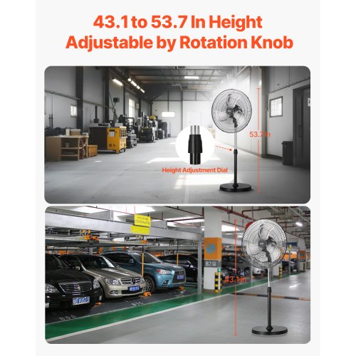 Industrial Pedestal Fan 18 Inch 90Degree Oscillating Fan Height