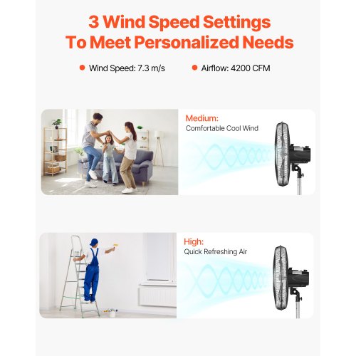 Industrial Pedestal Fan 20 Inch Standing Fan with 46.9 to 59.6 Inches