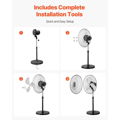 Industrial Pedestal Fan 20 Inch 90Degree Oscillating Fan Height