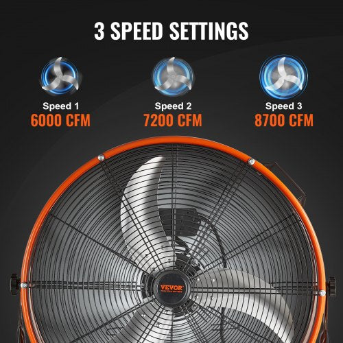 Drum Fan 24 Inch High Velocity Industrial Shop Fan Heavy Duty Commercial
