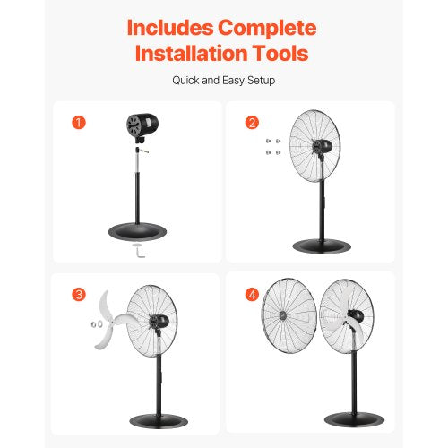 Industrial Pedestal Fan 30 Inch 85Degree Oscillating Fan Height