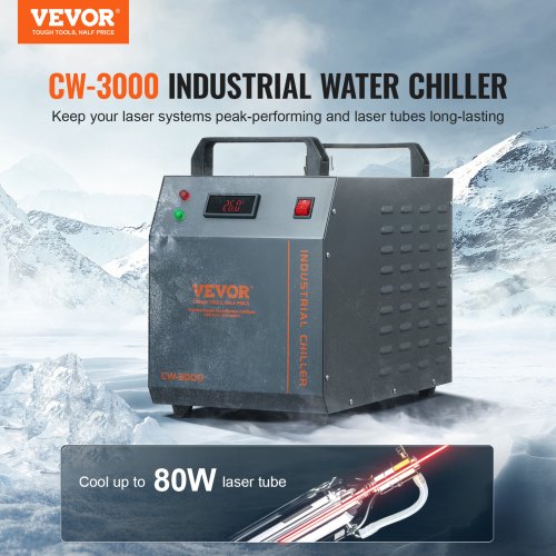 Industrial Water Chiller Cw3000 80W Aircooled Cooler Cooling System With 12 L
