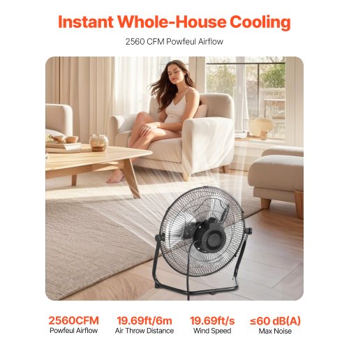 Floor Fan 3 Speeds High Velocity Heavy Duty 14 Inch Industrial Fan 2560