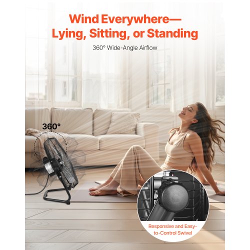 Floor Fan 3 Speeds High Velocity Heavy Duty 14 Inch Industrial Fan 2560