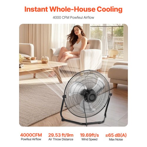 Floor Fan 3 Speeds High Velocity Heavy Duty 18 Inch Industrial Fan 4000