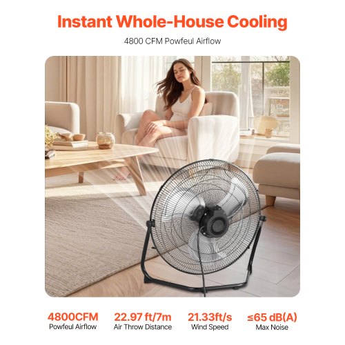 2 PCS Floor Fans 3 Speeds High Velocity Heavy Duty 20 Inch Industrial Fan