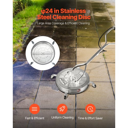 24 Pressure Washer Surface Cleaner Stainless Steel Attachments With 4 Wheels
