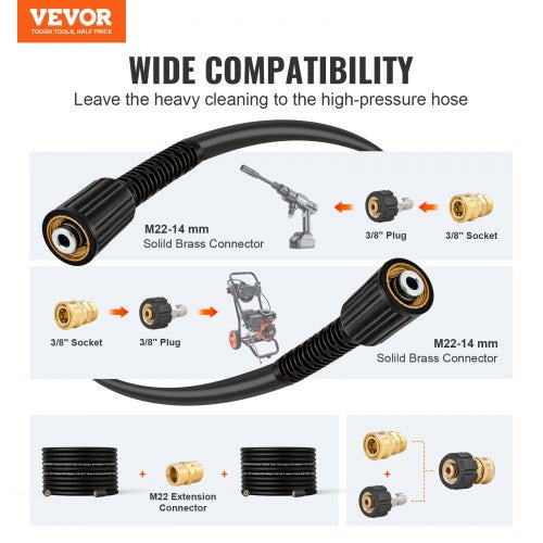Pressure Washer Hose 100FT 14 Kink Free M2214mm Brass Thread