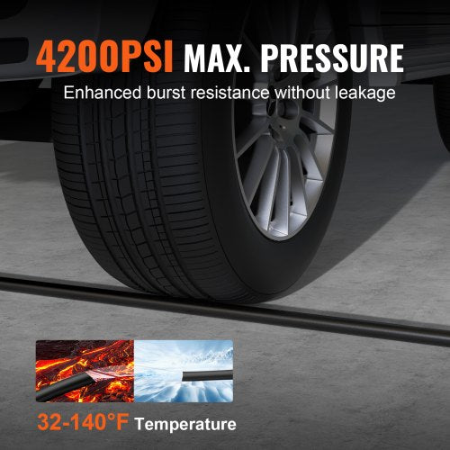 Pressure Washer Hose 100FT 14 Kink Free M2214mm Brass Thread