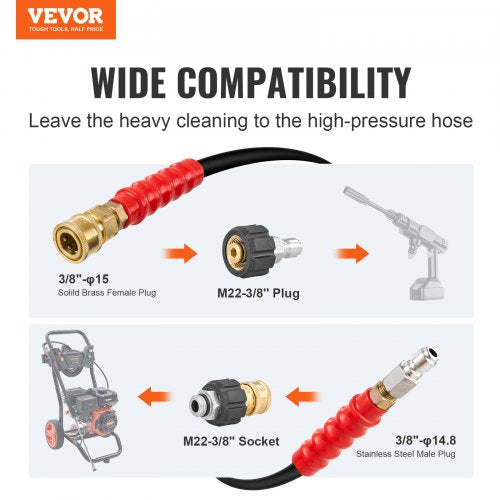 Pressure Washer Hose 100FT Kink Free 38148 Male 3815 Female For Most Brand